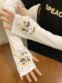 Cute puppy print ice silk sun protection sleeves for women summer UV blocking arm covers - Skateboard Dog