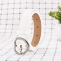 White leather belt with a cute silver heart pin buckle, perfect for casual jeans and daily wear. - 105cm / White