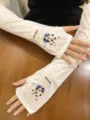 Ice silk sun protection sleeves with cute cartoon dog print, breathable UV blocking arm cover. - Earmuff Spotted Dog