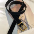 Klassischer schwarzer Wildleder Damengürtel mit vintage goldenem Schnalle elegant neu - Schwarzes Leder