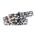 Cintura donna leopardata bianco e nero con fibbia quadrata dorata per jeans casual - Leopardo Albicocca con Fibbia Dorata