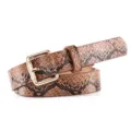 Cintura donna elegante in pelle con stampa serpente e fibbia dorata per jeans - Serpente Marrone con Fibbia Dorata