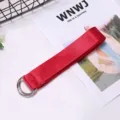 Red canvas belt with double D-ring buckle, casual versatile student jeans accessory. - 130cm / Red
