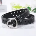 Schwarzer Taillengürtel mit Herzschnalle und Herzausschnitt, stylisches Damen Accessoire. - Schwarz / 105cm