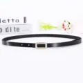 Elegant black thin waist belt featuring a sparkling rhinestone rectangular buckle for women. - Diamond-encrusted Square Buckle / 105cm / Black