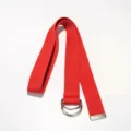 Cintura in tela rossa con fibbia in metallo a doppio anello accessorio pantalone unisex - Rosso