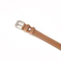 Women casual brown leather belt with white stitching and metal pin buckle for daily wear. - Yellow / 100cm