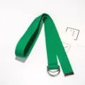 Cintura in tela verde con fibbia in metallo a doppio anello D per uomo e donna casual. - Verde