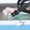 Women black faux leather belt with hexagon buckle and pearl star pendant for jeans - Star Pendant / Black