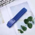 Unisex casual canvas belt with metal buckle, stylish woven design for jeans and trousers. - Blue