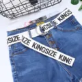 Korean style letter canvas belt with denim shorts, featuring a trendy double ring metal buckle. - 130cm / White