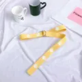 Yellow canvas belt with white daisy print and double ring metal buckle for daily wear. - 120cm / Yellow