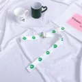 Cintura in tela con graziosa stampa di margherite verdi e fibbia a doppio anello da donna. - 120cm / Bianco