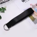 Black canvas belt with double D-ring metal buckle, durable casual strap for jeans and pants. - 130cm / Black