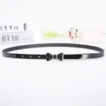 Black skinny belt for women featuring a chic bow metal buckle, versatile and stylish accessory. - Bow Buckle One / 105cm / Black