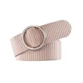 Minimalist canvas belt for women with metal double ring buckle versatile jeans accessory - Beige