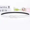 Women White Thin Belt Bowknot Dress Waistband Simple Fashion Elegant Daily Accessories - Bow Buckle Two / 105cm / White