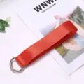 Red canvas belt with double D-ring buckle, casual unisex denim pants accessory for daily wear. - 130cm / Orange