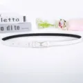 White skinny belt for women, elegant bow metal buckle waist strap for dress casual daily wear. - Bow Buckle Three / 105cm / White