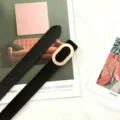 Women's genuine leather belt minimalist casual fashion stylish jeans decorative belt - 110cm / Black