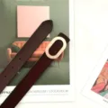 Women's genuine leather belt with stylish metal oval buckle, casual minimalist waist belt. - 110cm / Coffee