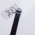 Dark woven belt with silver round buckle, retro casual canvas belt for fashion daily outfits. - 100cm / Round Buckle Black