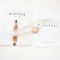 Elegant pearl elastic belt for women with rhinestone floral buckle stylish dress accessory - Style 2