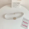 Pearl waist belt for women, multi-layer elegant dress accessory with rhinestone buckle. - Style 5