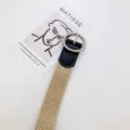 Men casual braided canvas belt versatile retro fashion pin buckle jeans decorative waist strap - 100cm / Beige Round Buckle