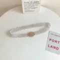 Elegant multi-strand pearl waist belt with sparkling rhinestone metal buckle for dress. - Style 8