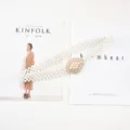 Women elastic pearl waist belt multi strand rhinestone decorative dress coat chic cincher - Style 7