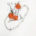 Cadena de cintura de pentagrama de metal plateado punk para mujer falda jeans moda accesorio - Estrella y Círculos Plateados