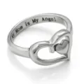 Exquisite silver heart ring engraved with My Mom is My Angel, perfect for Mother's Day. - Size 5 / Thai Silver