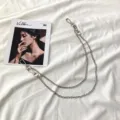 Silver double layer metal chain hip hop pants chain skirt waist accessory for women - Double Chain Style