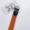 Canvas woven belt for men and women vintage style round metal buckle orange casual waist strap - 100cm / Round Buckle Tan