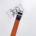Orange braided belt for men, featuring a stylish silver pin buckle and durable black leather trim. - 100cm / Square Buckle Tan