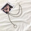 Women multi-layer metal pants chain hip-hop style versatile waist chain silver decorative - Circle Pendant Chain
