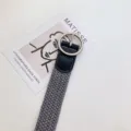 Men's Casual Woven Belt Grey Round Metal Buckle Braided Belt Fashion Jeans Accessory - 100cm / Gray Round Buckle