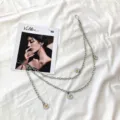 Silver metal waist chain with cute daisy pendants hip-hop pants chain accessory for women - Daisy Chain Drop