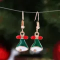 Orecchini pendenti a campana di Natale con smalto rosso verde bianco per le feste invernali. - Stile Campana di Natale (YD-302)