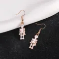 Halloween skeleton dangle earrings quirky fun spooky party jewelry for women and girls chic - White Skeleton Skull Style (YD-301)
