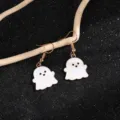 Orecchini pendenti fantasma di Halloween smalto carino festa gioielli regalo moda - Orecchini Fantasma Bianco Bordo Oro Rosa (9.20.4)