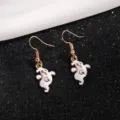 Halloween cute ghost earrings gold plated novelty drop earrings for women holiday party gifts - Letter G White Ghost Style (YD-301)