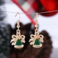 Orecchini pendenti campana verde di Natale gioielli festivi vacanze lega carino accessorio variante. - Stile Fiocco Campana Verde (YD-302)