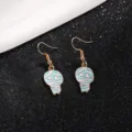 Cute Halloween mummy dangle earrings, fun novelty holiday jewelry gift for women and girls. - Blue White Quirky Mummy Style (YD-301)