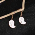 Orecchini Fantasma di Halloween Bianco Placcato Oro Gioielli Festivi Pendenti Chic - Orecchini a Gancio Fantasma Bianco (9.20.4)
