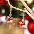 Weihnachten Weihnachtsmann Schlitten Ohrringe festlich Gold Metall Legierung süß Schmuck - Weihnachtsmann Schlitten Stil (9.20.2)