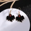 Orecchini a forma di fantasma di Halloween smalto nero dorato gioielli divertenti - Orecchini Fantasma Divertente Nero Rosso (9.20.4)