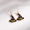 Halloween witch hat enamel earrings spooky party jewelry fun design for women and girls - Good Witch Multicolor Wizard Hat Style (YD-301)