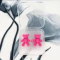 Bottoni di serraggio regolabili in metallo per jeans con motivo orsetto rosa, due pezzi. - 1 Paio / Rosso rosa